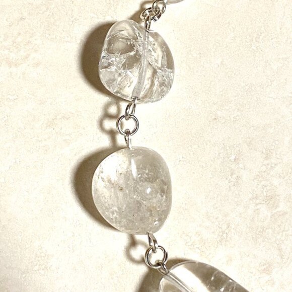 Clear Crackle Quartz Necklace, Genuine Tumbled Gemstone - Picture 7 of 13